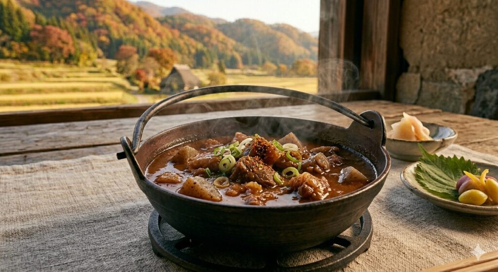 白味噌に漬け込んで焼き上げた西京焼きが黒い陶器の皿に盛り付けられてます。