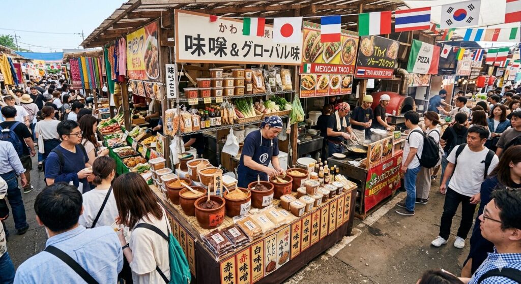 世界で広がる味噌の市場をイメージした写真