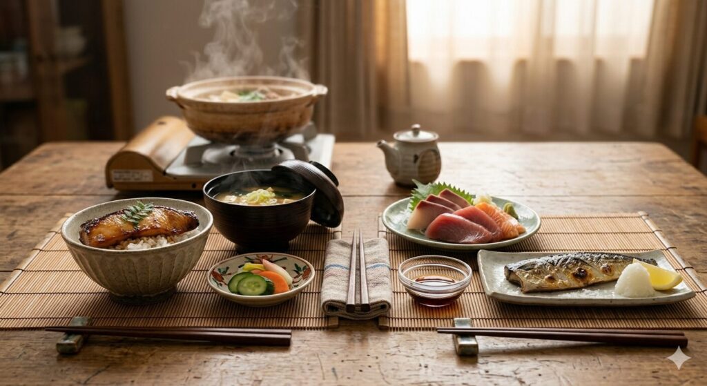 味噌を使った健康的な和食の食卓イメージ