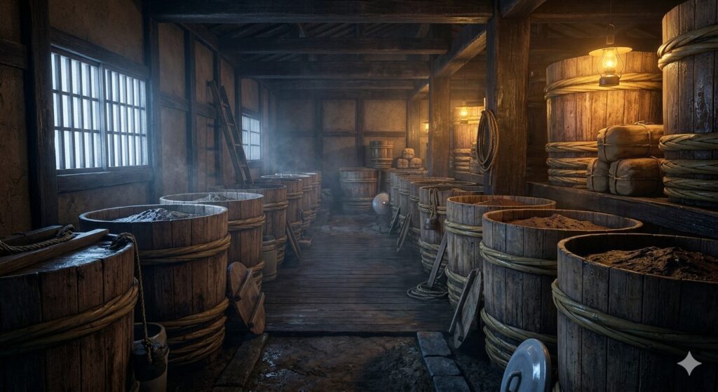 味噌蔵での熟成環境のイメージ