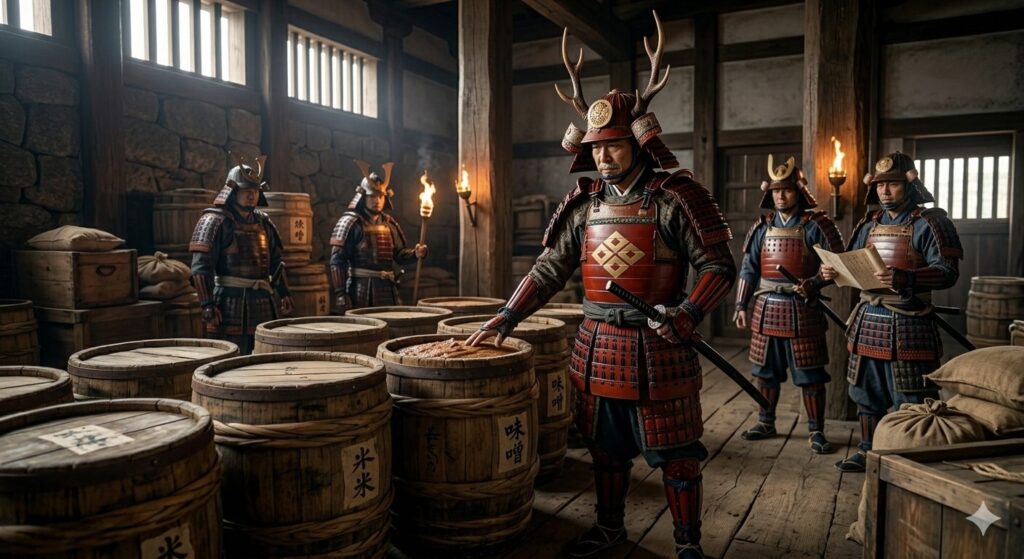 兵糧を確認する戦国武将